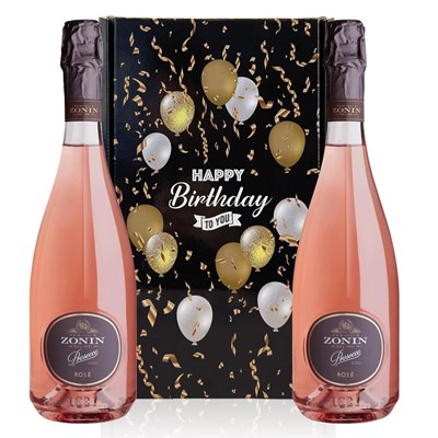 Zonin Rose Prosecco D.O.C 75cl Happy Birthday Wine Duo Gift Box